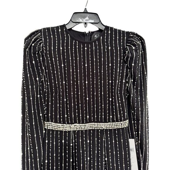 Cocktail by Mac Duggal Long Sleeve Puff Sleeve Beaded Mini Dress - Size 0 - NWT - Picture 4 of 6